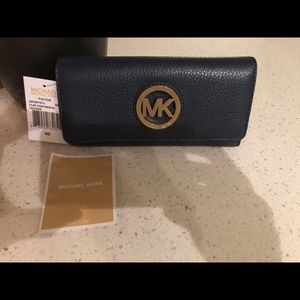 Michael Kors Fulton Navy Blue Leather Wallet